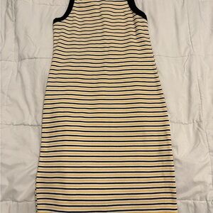 Forever 21 Black and Cream Striped Midi Dress